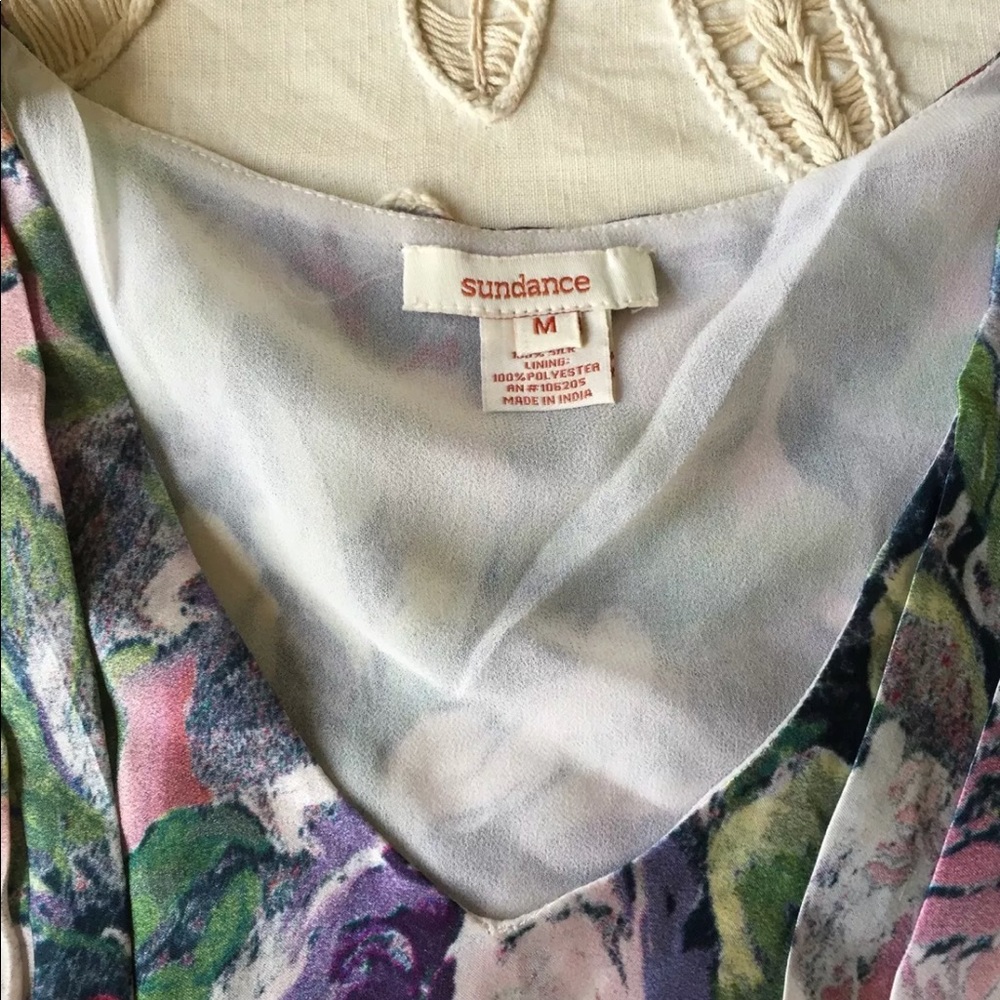 Sundance Catalog $138 M sugar plum garden blouse floral silk top long sleeve - Picture 3 of 6